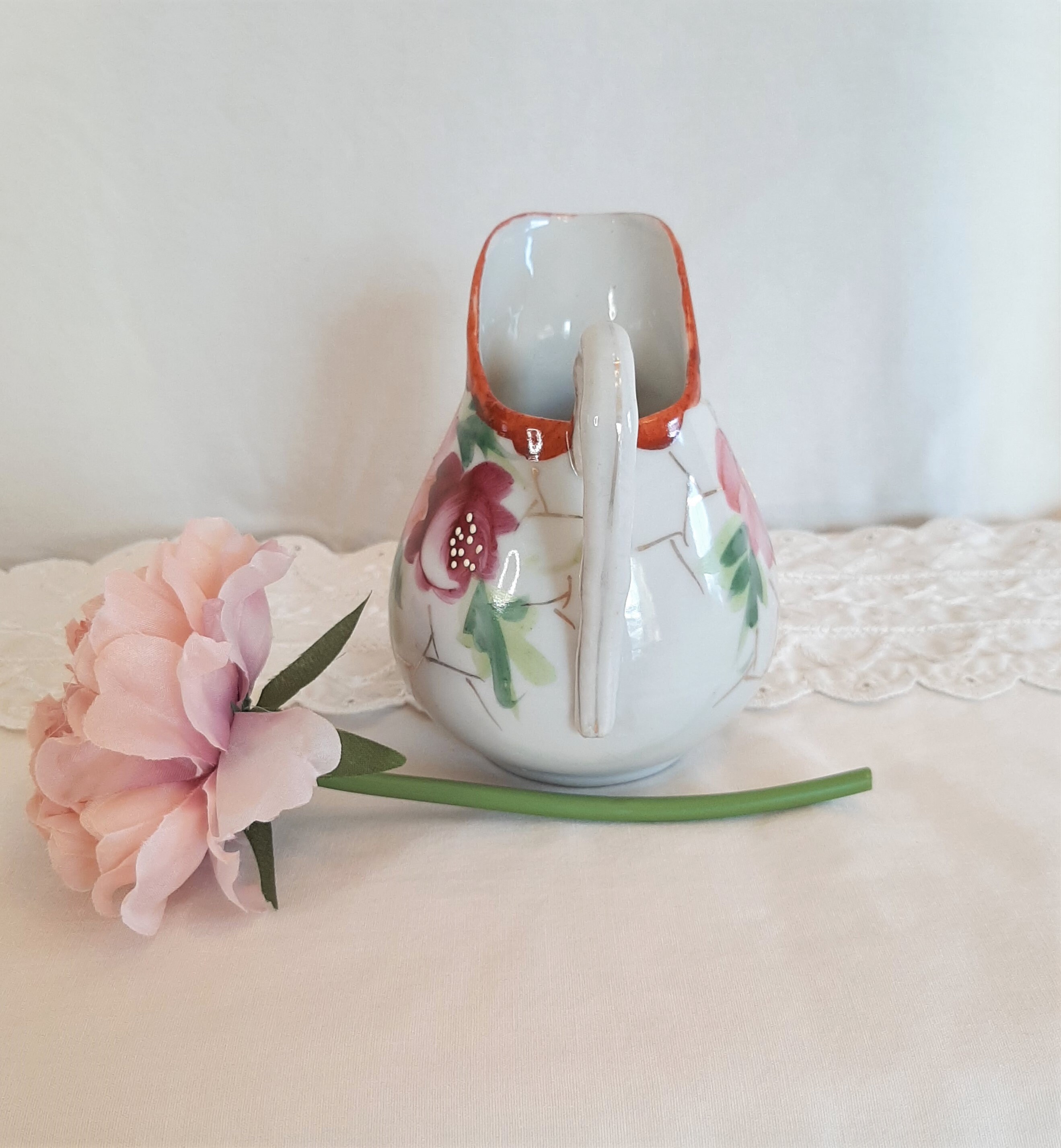 Vintage Porcelain Creamer Japan Kutani Style Etsy