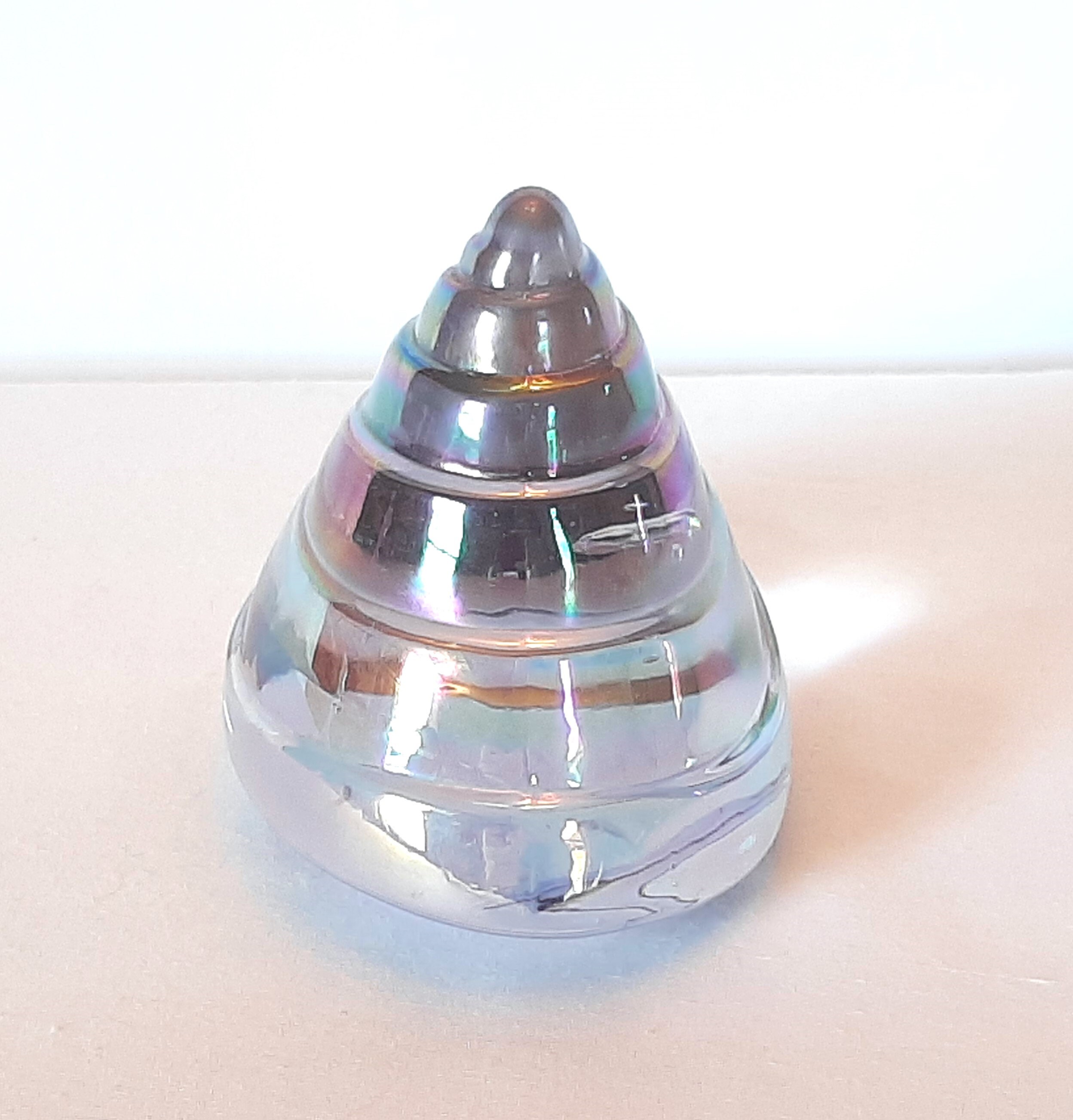 Seashell Paperweight Solid Glass Iridescent Trochus Shell Spiral ...