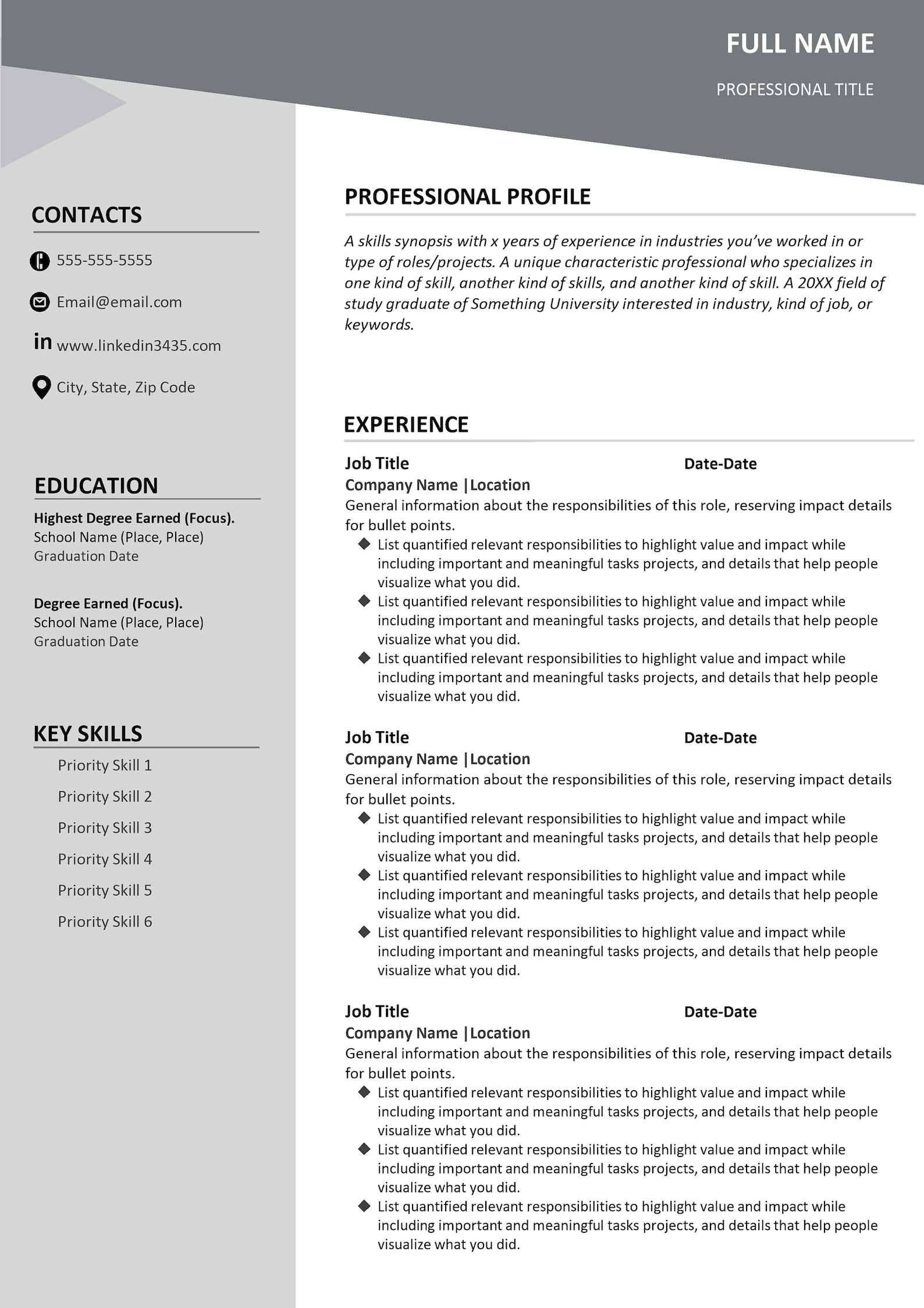 sample resume for restarting career