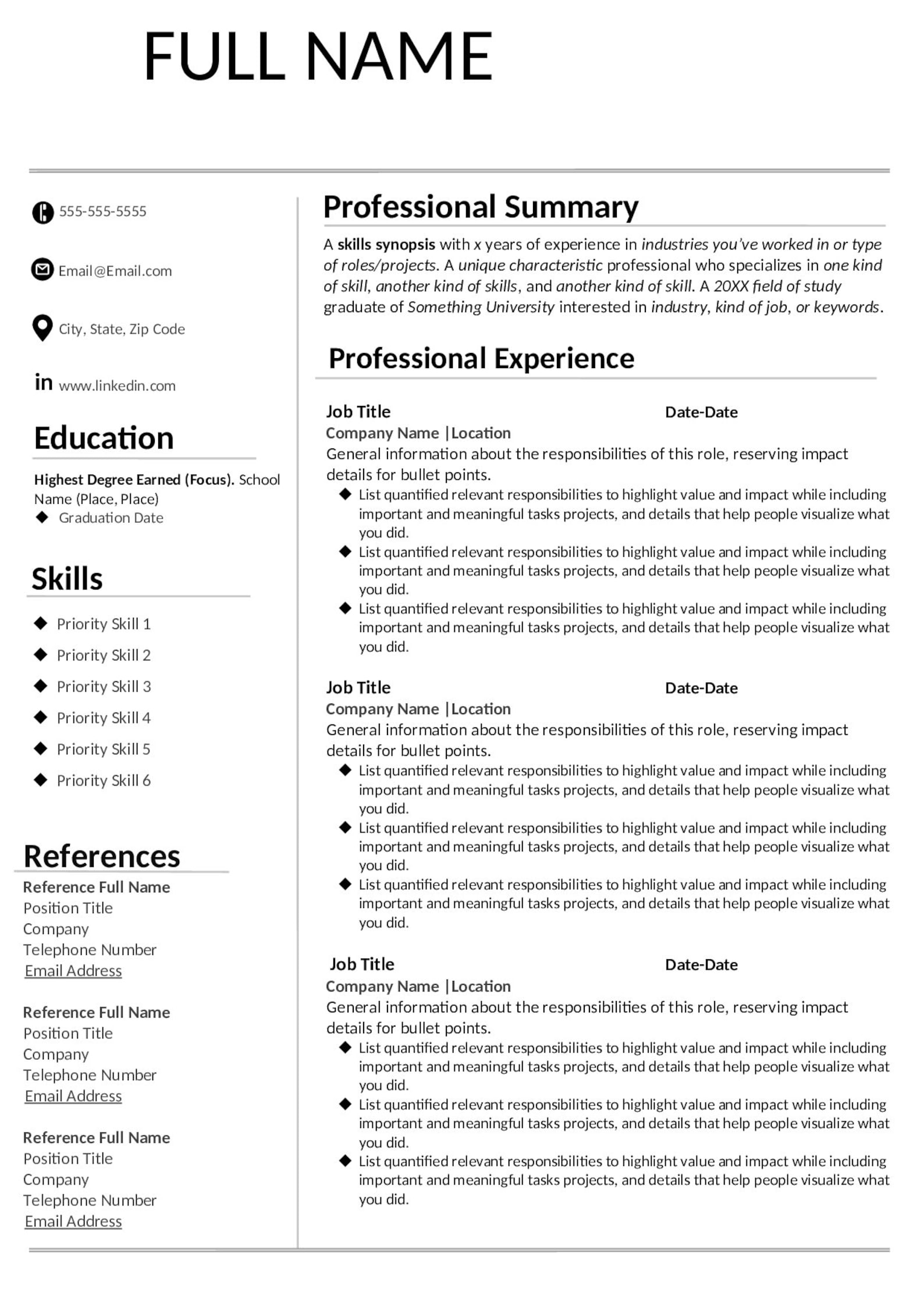 sample resume for restarting career