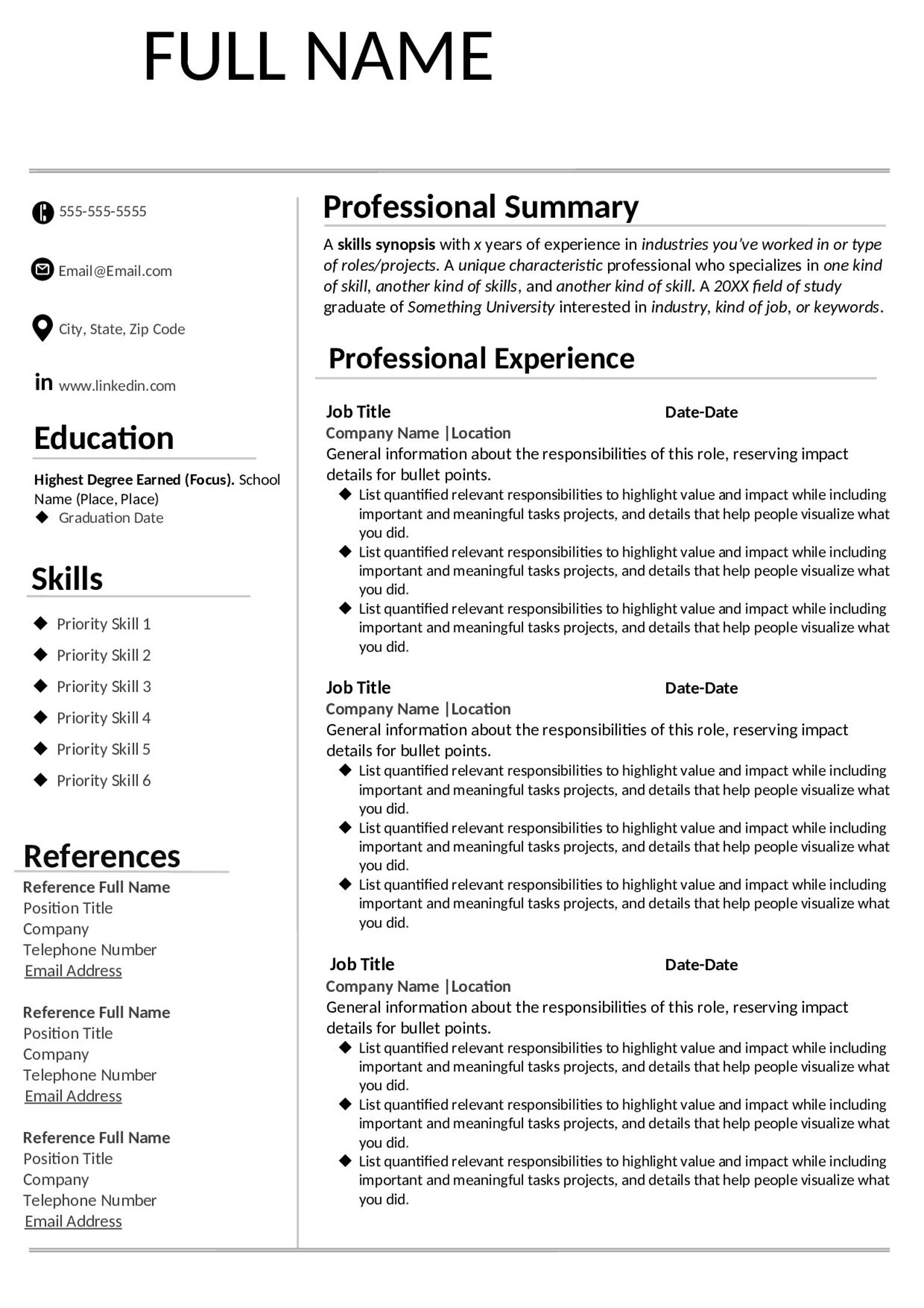 sample resume for restarting career