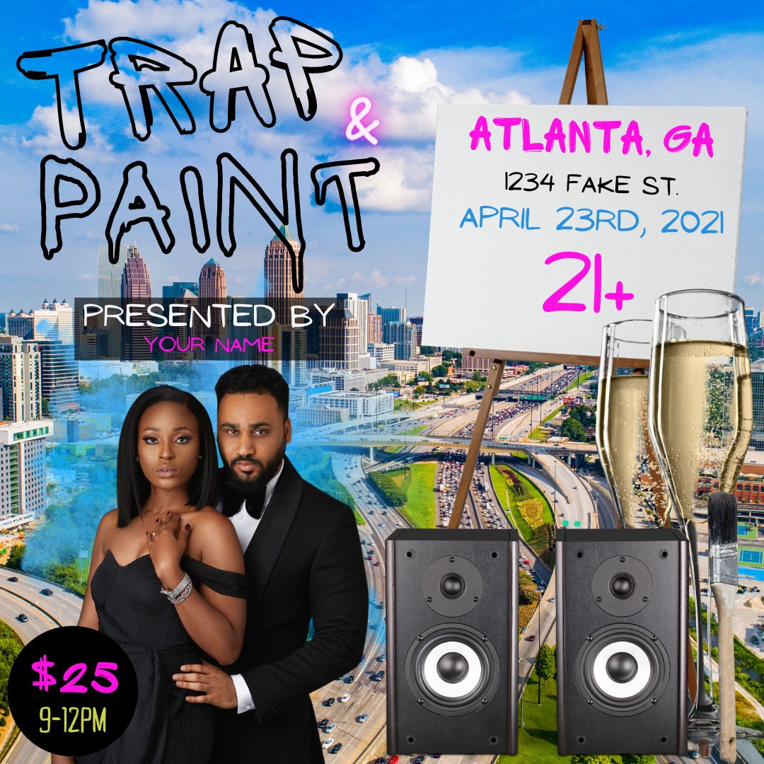 Trap and Paint Flyer Sip and Paint Social Media Flyer Paint Etsy