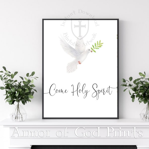 Come Holy Spirit,Holy Spirit Printable,Pentecost Print,Holy Ghost Digital Download,Christian Homeschool Wall Art,Bible verse Journaling Card