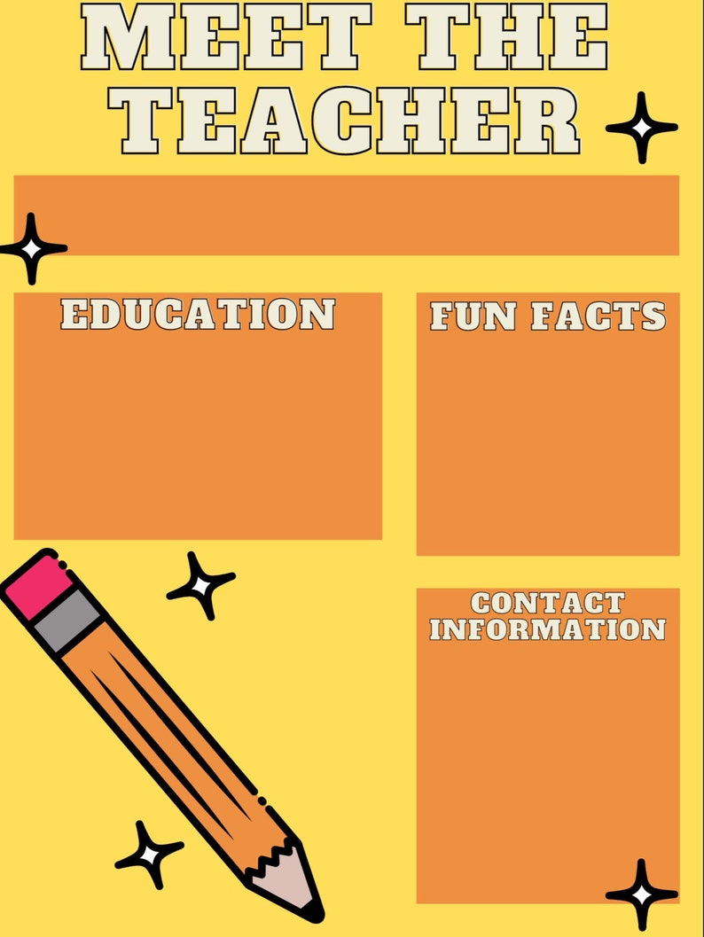 Meet The Teacher Template Print Out Document Etsy