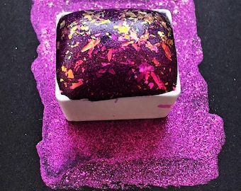 GRIMILDE High Quality Pearlescent Purple Magenta Colorshift Shimmering Flakes Watercolor Handlettering