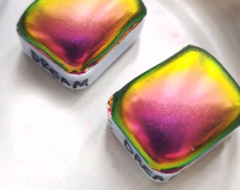 Handmade watercolor 1/4 godet pink green purple colorshift paint calligraphy handmade handlettering HYPNOTIC DREAM