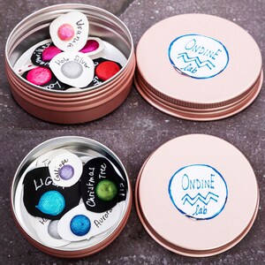 Set of 10 dot cards acquerelli fatti a mano handmade lettering toni calligrafia blu viola verde rosa