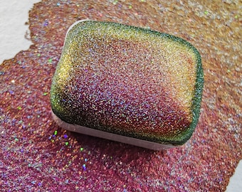 Holographic Glitter Watercolor 1/4 Pan Holo Colorshift Purple Blue Green Paint Handmade Calligraphy HYPNOTIC HOLO
