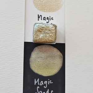 Watercolor handmade beige gold iridescent lettering paint handlettering colorshift MAGIC SANDS