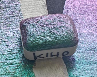 Handmade watercolor 1/4 godet blue green purple colorshift paint calligraphy handmade handlettering KIHO