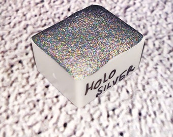 Watercolor handcrafted silver holographic metallic holographig handlettering calligraphy paint HOLO SILVER