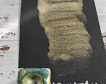 Watercolor blue green iridescent gold duocolor watercolor handlettering high quality LEVIATHAN