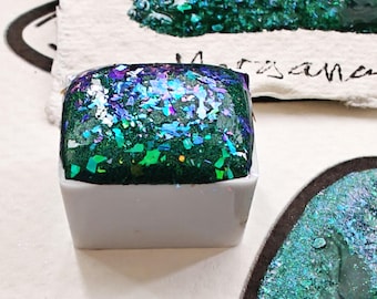 MORGANA high quality green pearlescent watercolor colorshift iridescent flakes handlettering