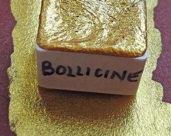 Handmade Watercolor 1/2 godet gold gilded metallic chrome handlettering calligraphy paint BUBBLES