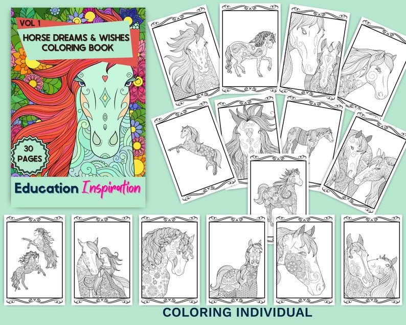 Horse Coloring, Animal Coloring, Mandala Coloring, Horse Art, Horse Drawing, Horse, Horses, Adult Coloring image 2