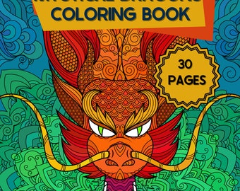 Libro para colorear de dragones: Arte fantástico, criaturas míticas (Descarga digital)