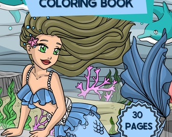 Magnetic Mermaids Coloring Book, Fantasy Art (Digital Download)