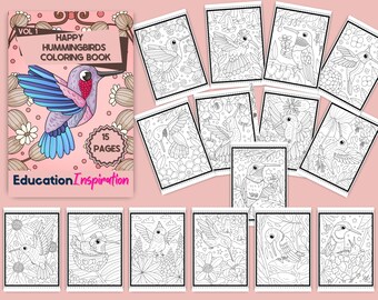 Hummingbird Coloring, Bird Coloring, Animal Coloring, Garden Coloring, Plant Coloring, Adult Coloring, Kids Coloring, Hummingbird