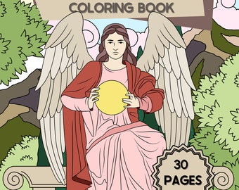 Libro para colorear de ángeles: Dibujos de arcángeles (Descarga digital, PDF, A4/Carta EE. UU.)