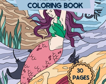 Libro para colorear de sirenas: criaturas marinas fantásticas (descarga digital)