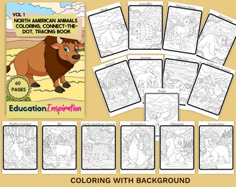 North American Animal Coloring, Animal Coloring, North American Animals, Kids Coloring, Kids Activities, Dot to Dot
