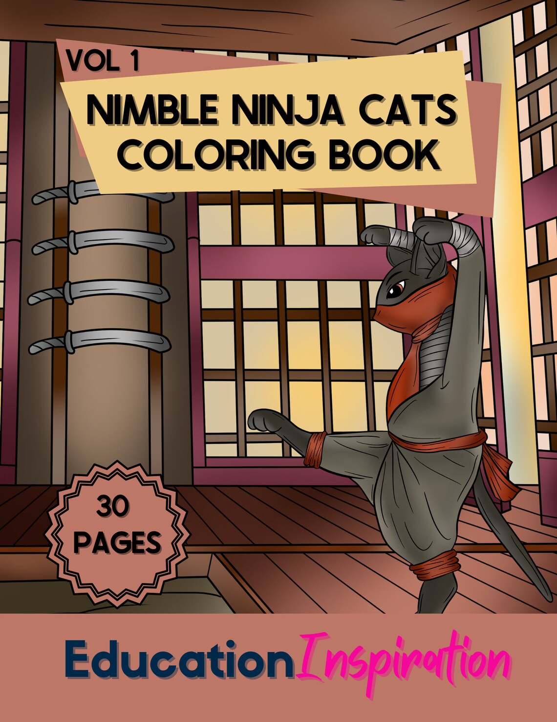 Ninja Cat Coloring, Cat Coloring, Pet Coloring, Animal Coloring, Ninja