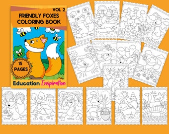 Friendly Fox Coloring, Animal Coloring, Kids Coloring, Nature Coloring, Wildlife Coloring, Fox, Fox Art, Foxes