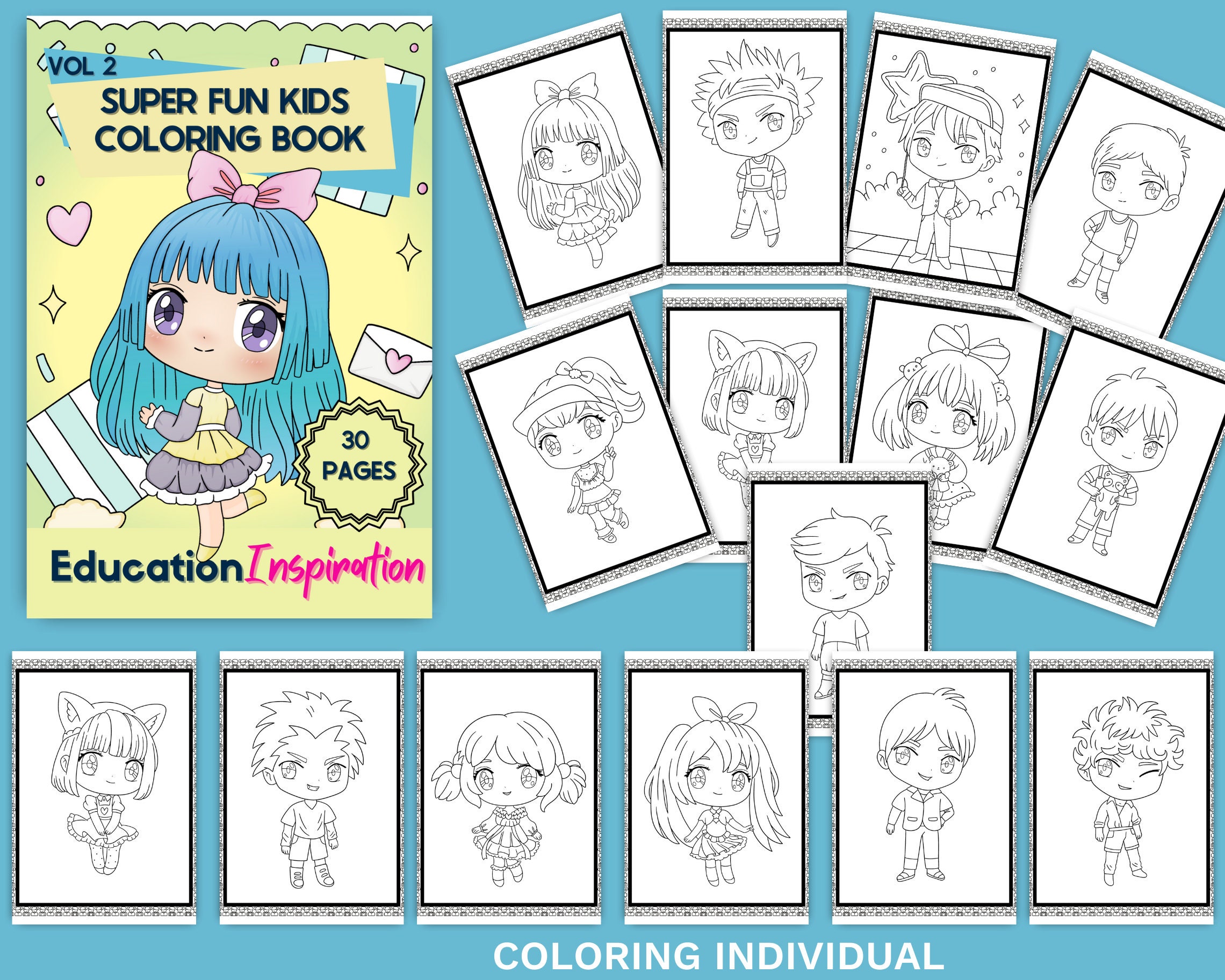 Dibujos Para Colorear Kawaii Para Niños Colorear Kawaii - Etsy México
