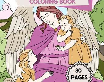 Libro para colorear de ángeles: Dibujos de arcángeles, arte espiritual (Descarga digital, PDF)
