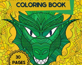 Dibujos para colorear de dragones: Mandalas de fantasía para adultos (Descarga digital, PDF)