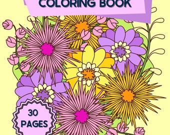 Blommor målarbok: 30 sidor från botanisk trädgård (digital nedladdning)
