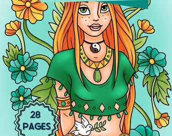 Dibujos para colorear hippies retro de los 70: Momentos geniales, alivio del estrés (Descarga digital, PDF)