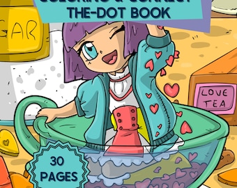 Valentine Cuties Coloring & Connect-the-Dot Book, Kawaii Chibi Style (Digital Download, PDF, Vol 2.)