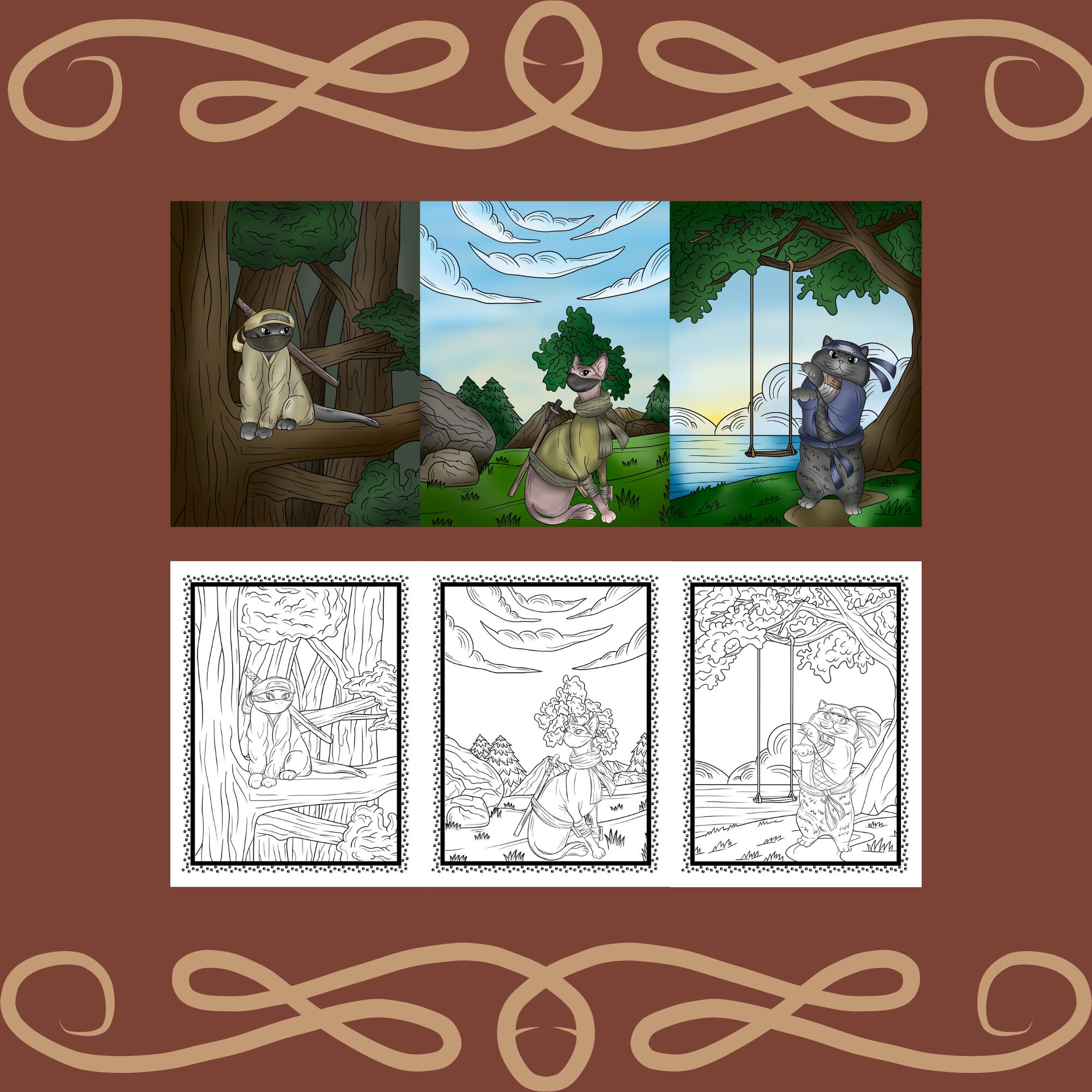 Ninja Cat Coloring, Cat Coloring, Pet Coloring, Animal Coloring, Ninja