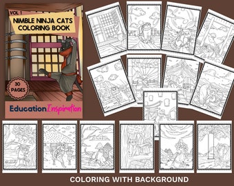 Ninja Cat Coloring, Cat Coloring, Pet Coloring, Animal Coloring, Ninja Coloring, Gothic Coloring, Kids Coloring, Cat