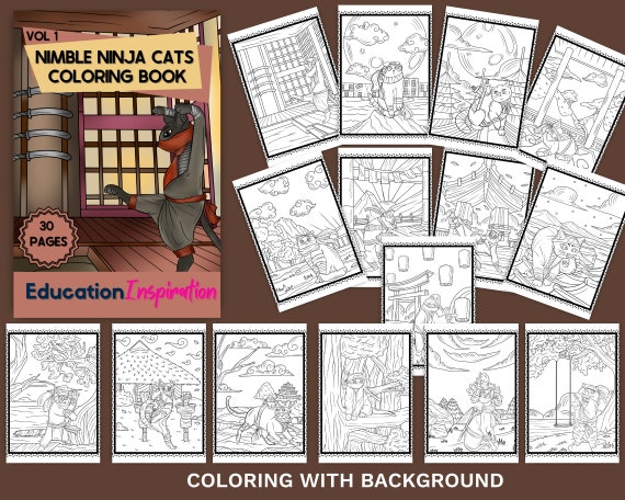 Ninja Cat Coloring Cat Coloring Pet Coloring Animal - Etsy