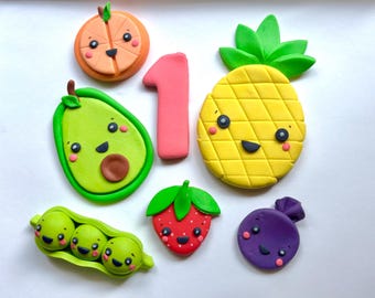 Fruit and Vegetable Cake Topper, Birthday Number