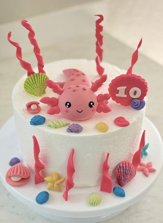 Axolotl Cake Topper Set - 26 Pcs Underwater Figurines With Coral, Shells & Starfish For Ocean Party - View #5
