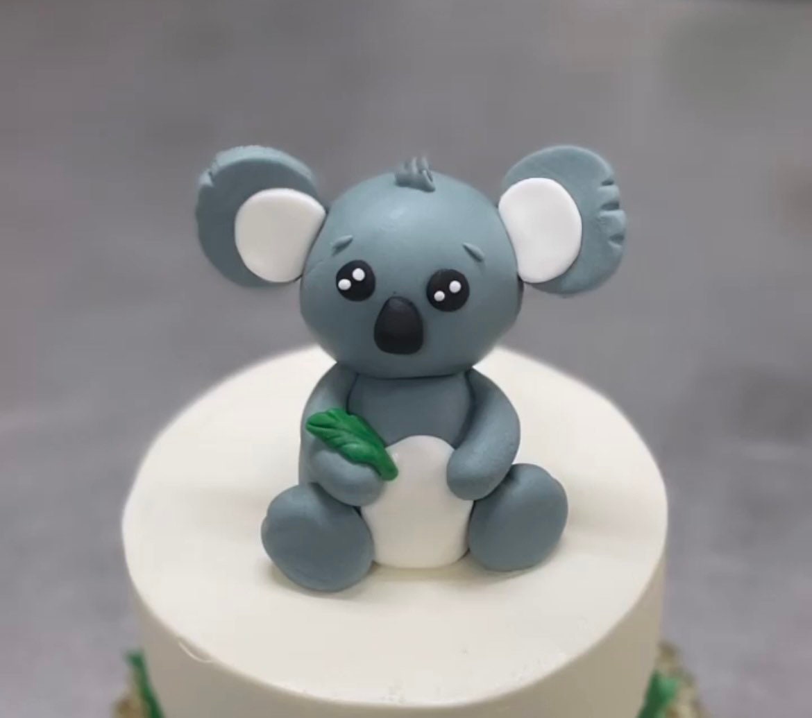 Koala Bear Cake Topper, Edible Fondant Cake Toppers, Gray Koala