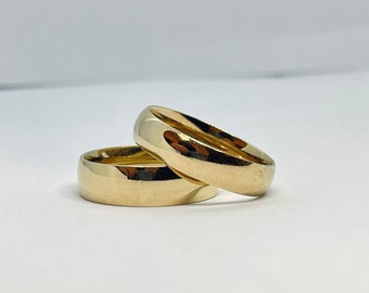 Quality 10K Yellow Solid real Gold Band / Simple Polished Band / Men and Women Wedding Ring / Handmade Comfort Fit Ring