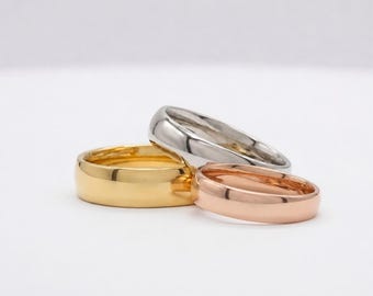 10K Yellow Gold Comfort Fit Wedding Band / Polished Solid Gold Ring