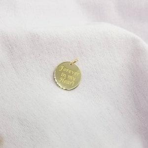 10k Solid Gold Disc Round Engraved Personalised Pendant+Gift+Simple Engravable Circle Tags+ Plate+Custom Jewellery+Valentine's Day