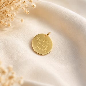 10k Solid Gold Disc Round Engraved Personalised Pendant+Gift+Simple Engravable Circle Tags+ Plate+Custom Jewellery+Valentine's Day