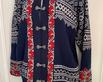 vintage nordic evebofoss folk cardigan 1970s