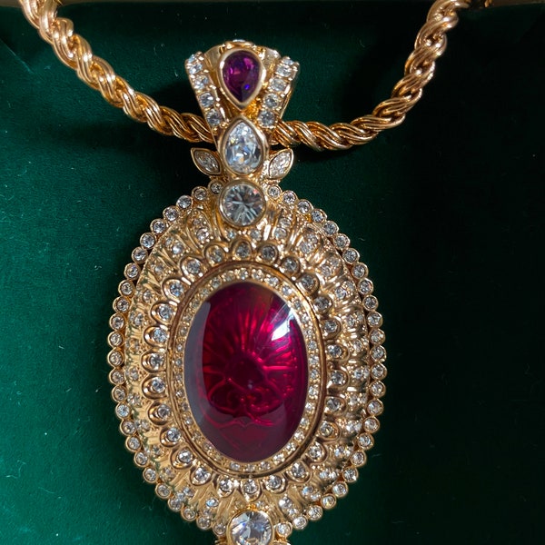 vintage Cristalina pendant necklace victorian style 80s - 90s