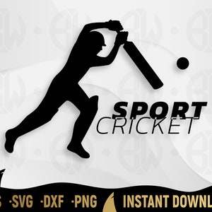 Arquivo de corte Svg do jogador de críquete para Cricut, Silhouette, Cameo, Sport Svg, Cricket Svg, Bat Sports Svg, Cricket Clipart, Cricket Vector, Logo Cut