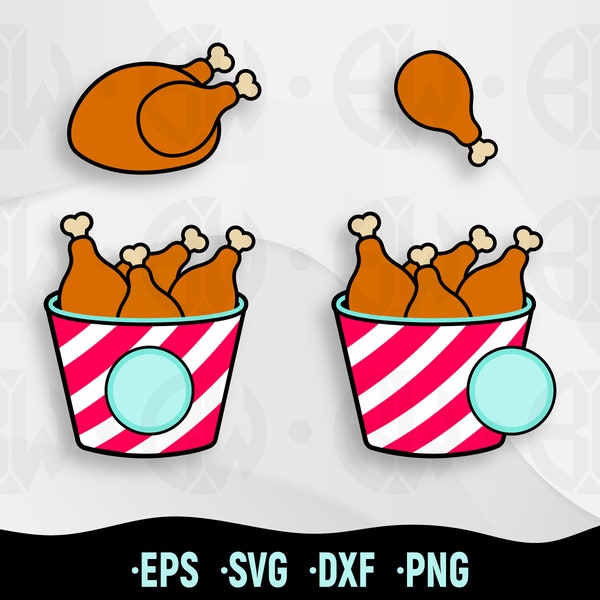 Layered Chicken Wings Svg, Bucket of Chicken Svg, Fried Chicken, Junk Food Svg, Cut Files for Cricut, Silhouette, Food Svg, Fried Chicken