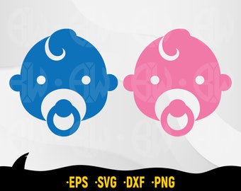 Baby Face with Pacifier Cut File (svg, png, eps, dxf) (Digital Download)