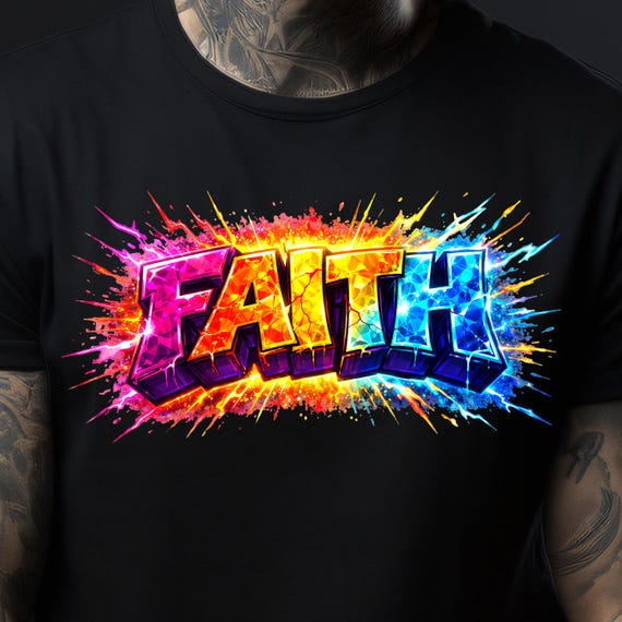 Faith PNG Design, Christian Sublimation PNG, Colorful Faith Shirt Design, Religious Graffiti, DTF Print File, Bible Word Art