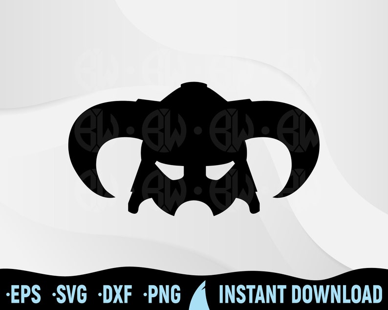 May include: A black silhouette of a horned helmet, possibly Viking-inspired. The image features the text "EPS SVG DXF PNG" and "INSTANT DOWNLOAD" at the bottom, indicating a digital download.